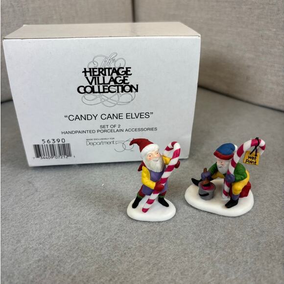 Department 56 Heritage Village Collection Candy Cane Elves 56390 Christmas - Picture 1 of 4